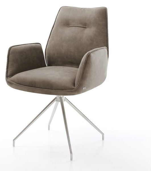 DELIFE Étkezőszék Zoa-Flex mikroszálas taupe vintage kereszt láb kúpos rozsdamentes acél zsákrugós