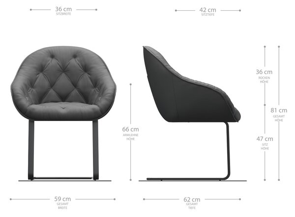 DELIFE Křeslo Gaio-Flex Anthracite Vintage Cantilever Flat Černá