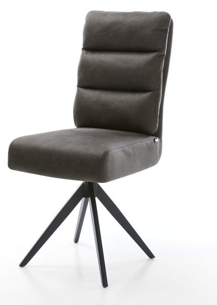 DELIFE Étkezőszék Pela-Flex mikroszálas antracit vintage kereszt láb szögletes fekete zsákrugó