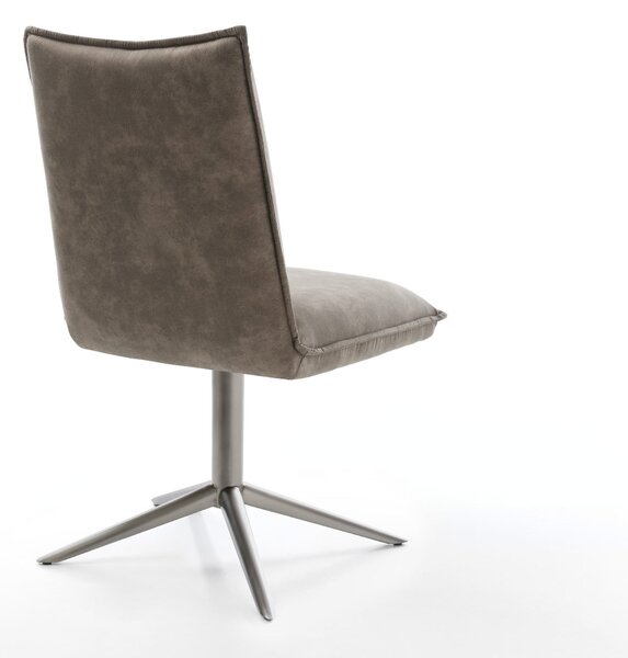 DELIFE Étkezőszék Lelio-Flex mikroszálas taupe vintage grafit láb 360° forgatható hintamechanizmus zsákrugó