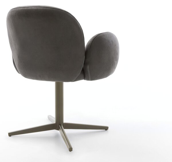DELIFE Étkezőszék Nube-Flex karfás mikroszálas antracit vintage lábkereszt titán effekt felület 360° forgatható zsákrugós