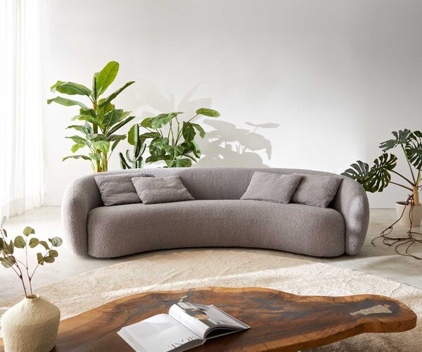 DELIFE 3 ülőhelyes kanapé Larna 260x120 cm bouclé ezüstszürke