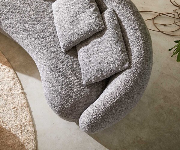 DELIFE 3 ülőhelyes kanapé Larna 260x120 cm bouclé ezüstszürke