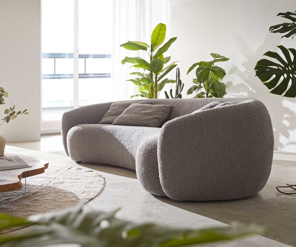 DELIFE 3 ülőhelyes kanapé Larna 260x120 cm bouclé ezüstszürke