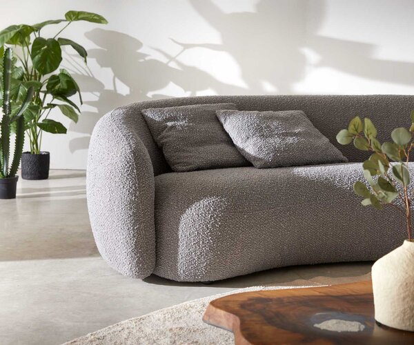 DELIFE 3 ülőhelyes kanapé Larna 260x120 cm bouclé ezüstszürke