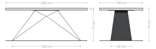 DELIFE Étkezőasztal Edge 200x100x2,5 tölgy természetes V alakú láb laposacél fekete Live-Edge