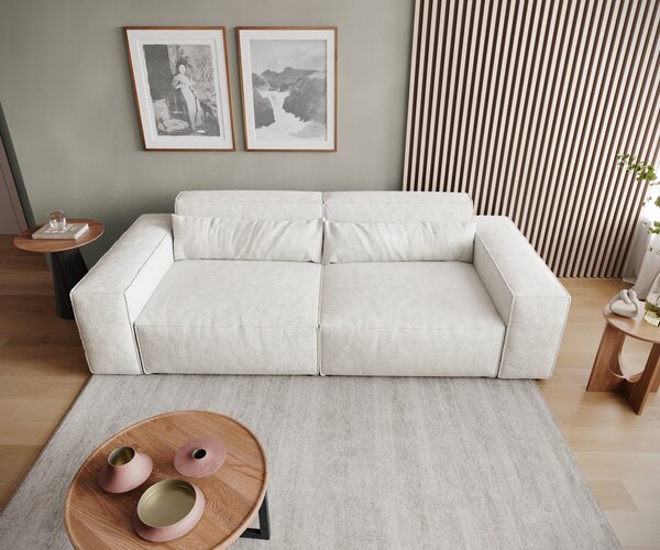 DELIFE Nagy kanapé Sirpio 230x95 cm bouclé krémfehér
