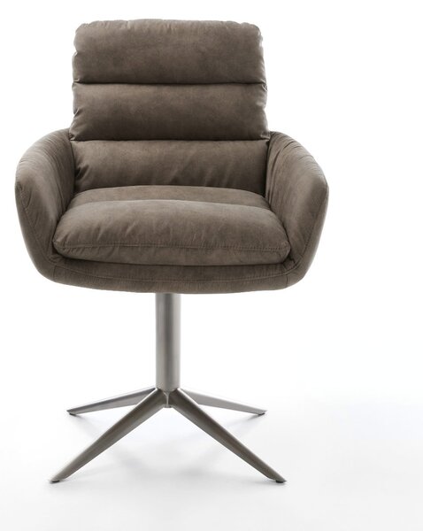 DELIFE Étkezőszék Abelia-Flex karfás mikroszálas taupe vintage grafit láb 360° forgatható billenő funkció