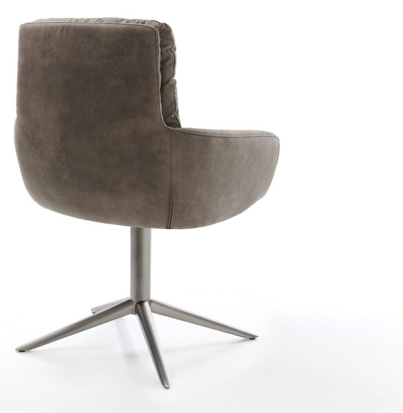 DELIFE Étkezőszék Abelia-Flex karfás mikroszálas taupe vintage grafit láb 360° forgatható billenő funkció