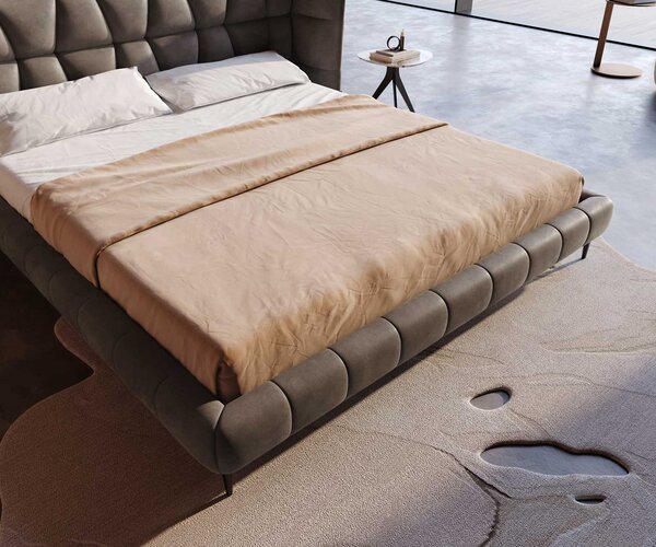 DELIFE Kárpitozott ágy Capujo 180x200 cm mikroszálas taupe vintage