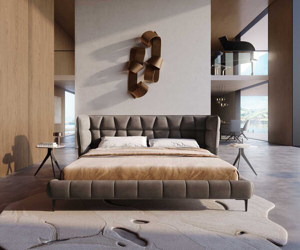 DELIFE Kárpitozott ágy Capujo 180x200 cm mikroszálas taupe vintage