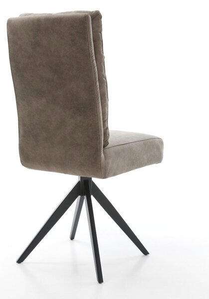 DELIFE Étkezőszék Pela-Flex mikroszálas taupe vintage kereszt láb szögletes fekete zsákrugó