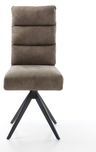 DELIFE Étkezőszék Pela-Flex mikroszálas taupe vintage kereszt láb szögletes fekete zsákrugó