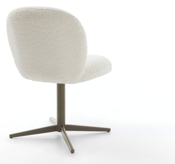 DELIFE Étkezőszék Nube-Flex bouclé fehér titán effekt finishű kereszt láb 360° forgatható zsákrugós