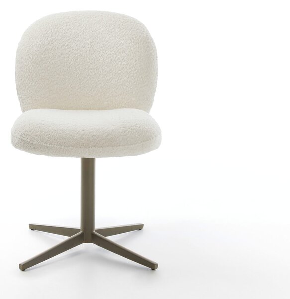 DELIFE Étkezőszék Nube-Flex bouclé fehér titán effekt finishű kereszt láb 360° forgatható zsákrugós