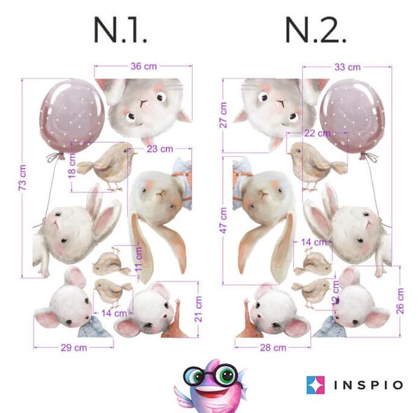 INSPIO - átragasztható textil matrica - Falmatricák - Akvarell állatok az ajtó körül