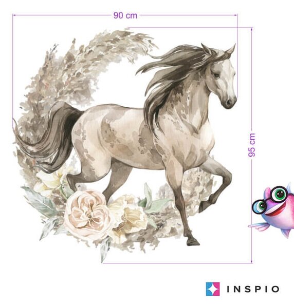 INSPIO - átragasztható textil matrica - Falmatrica - Barna ló boho stílusban