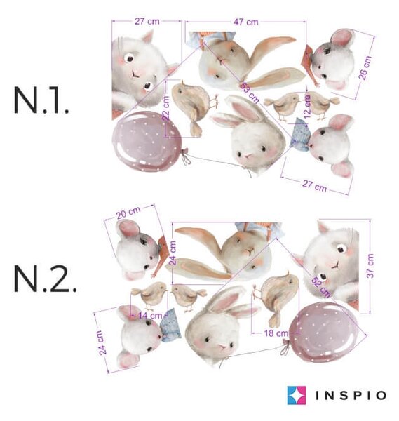 INSPIO - átragasztható textil matrica - Falmatricák - Akvarell állatkák a komód mögé