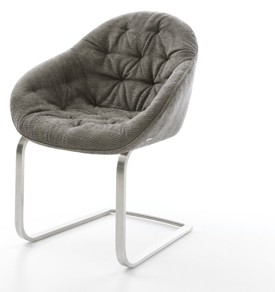 DELIFE Étkezőszék Gaio-Flex bouclé puha sötét bézs konzolos lapos rozsdamentes acél