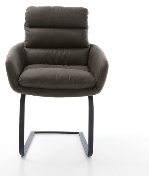 DELIFE Étkezőszék Abelia-Flex mikroszálas antracit vintage kárpitozott étkezőszék lapos fekete