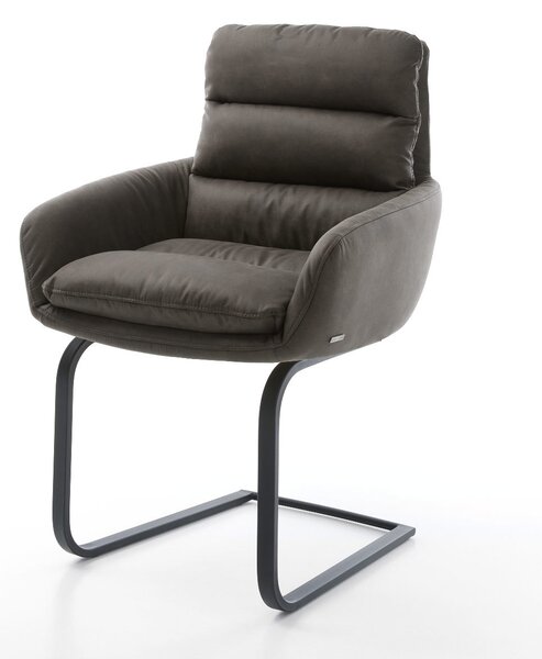 DELIFE Étkezőszék Abelia-Flex mikroszálas antracit vintage kárpitozott étkezőszék lapos fekete