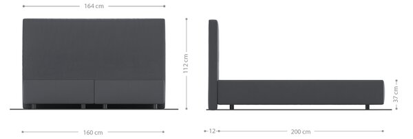 DELIFE Boxspring ágy Dream-Well 160x200 cm mikroszálas szürke