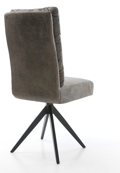 DELIFE Étkezőszék Pela-Flex mikroszálas szürke vintage kereszt láb szögletes fekete zsákrugós