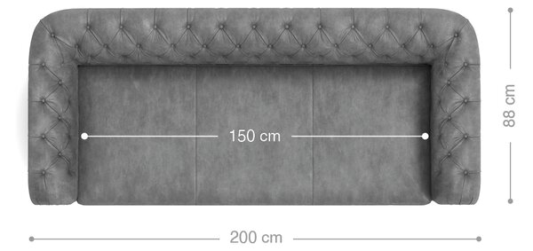 DELIFE Kanapé Chesterfield 3 személyes 200x88 cm vintage taupe kanapé
