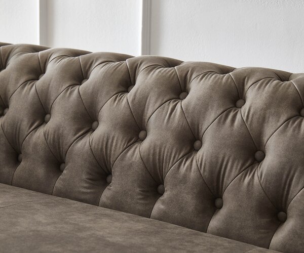 DELIFE Kanapé Chesterfield 3 személyes 200x88 cm vintage taupe kanapé