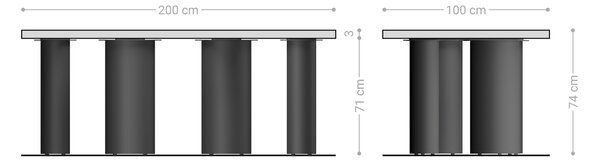 DELIFE Étkezőasztal Edge 200x100x2,5-3 tölgy természetes Pilier fém fekete Live-Edge