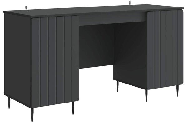 Asztal polcokkal tárolóval Fekete 142,5 x 50 x 75 cm Szerelt Fa