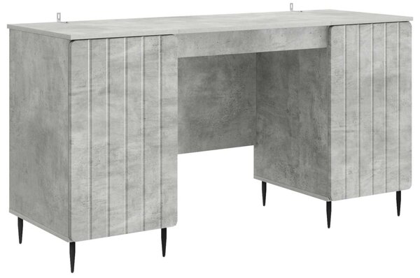 Asztal polcokkal Betonszürke 142,5 x 50 x 75 cm Szerelt Fa