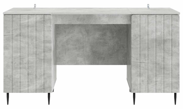 Asztal polcokkal Betonszürke 142,5 x 50 x 75 cm Szerelt Fa