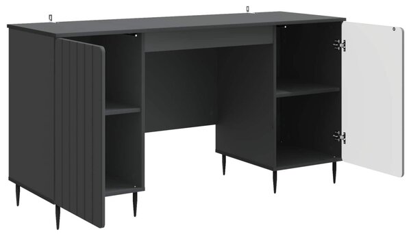 Asztal polcokkal tárolóval Fekete 142,5 x 50 x 75 cm Szerelt Fa
