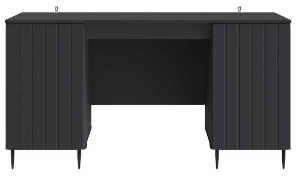 Asztal polcokkal tárolóval Fekete 142,5 x 50 x 75 cm Szerelt Fa