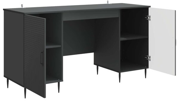 Asztal polcokkal tárolóval Fekete 142,5 x 50 x 75 cm Szerelt Fa
