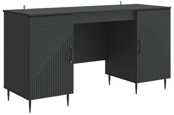 Asztal polcokkal tárolóval Fekete 142,5 x 50 x 75 cm Szerelt Fa