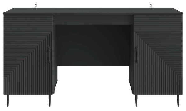 Asztal polcokkal tárolóval Fekete 142,5 x 50 x 75 cm Szerelt Fa