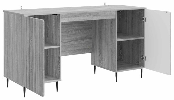 Asztal polcokkal Szürke Sonoma 142,5 x 50 x 75 cm Szerelt Fa