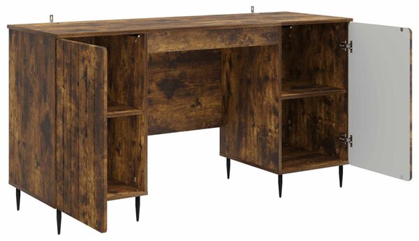 Asztal polcokkal Füstös Tölgy 142,5 x 50 x 75 cm Szerelt Fa
