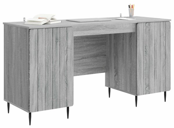 Asztal polcokkal Szürke Sonoma 142,5 x 50 x 75 cm Szerelt Fa