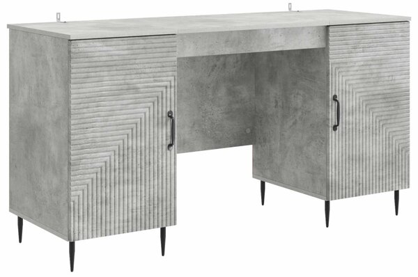 Asztal polcokkal Betonszürke 142,5 x 50 x 75 cm Szerelt Fa