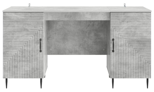 Asztal polcokkal Betonszürke 142,5 x 50 x 75 cm Szerelt Fa