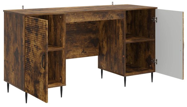 Asztal polcokkal Füstös Tölgy 142,5 x 50 x 75 cm Szerelt Fa