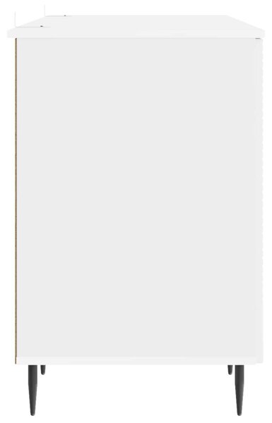 Asztal polcokkal Magasfényű Fehér 142,5 x 50 x 75 cm Szerelt Fa