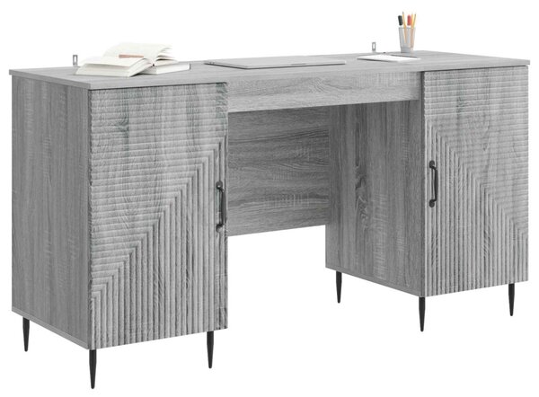 Asztal polcokkal Szürke Sonoma 142,5 x 50 x 75 cm Szerelt Fa