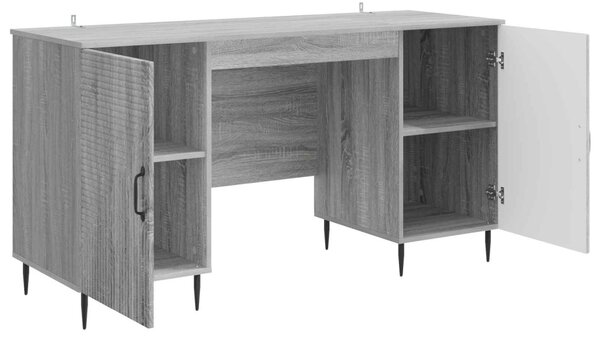 Asztal polcokkal Szürke Sonoma 142,5 x 50 x 75 cm Szerelt Fa