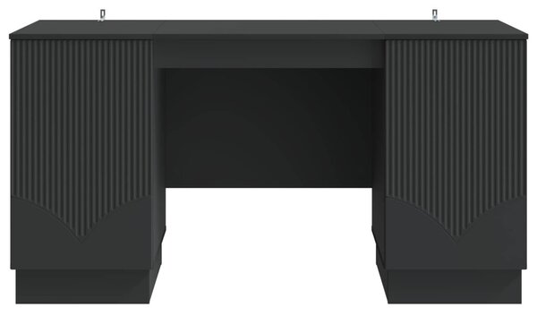 Asztal polcokkal tárolóval Fekete 142,5 x 50 x 75 cm Szerelt Fa