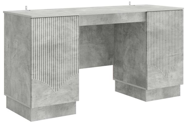 Asztal polcokkal Betonszürke 142,5 x 50 x 75 cm Szerelt Fa