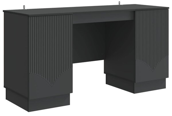 Asztal polcokkal tárolóval Fekete 142,5 x 50 x 75 cm Szerelt Fa